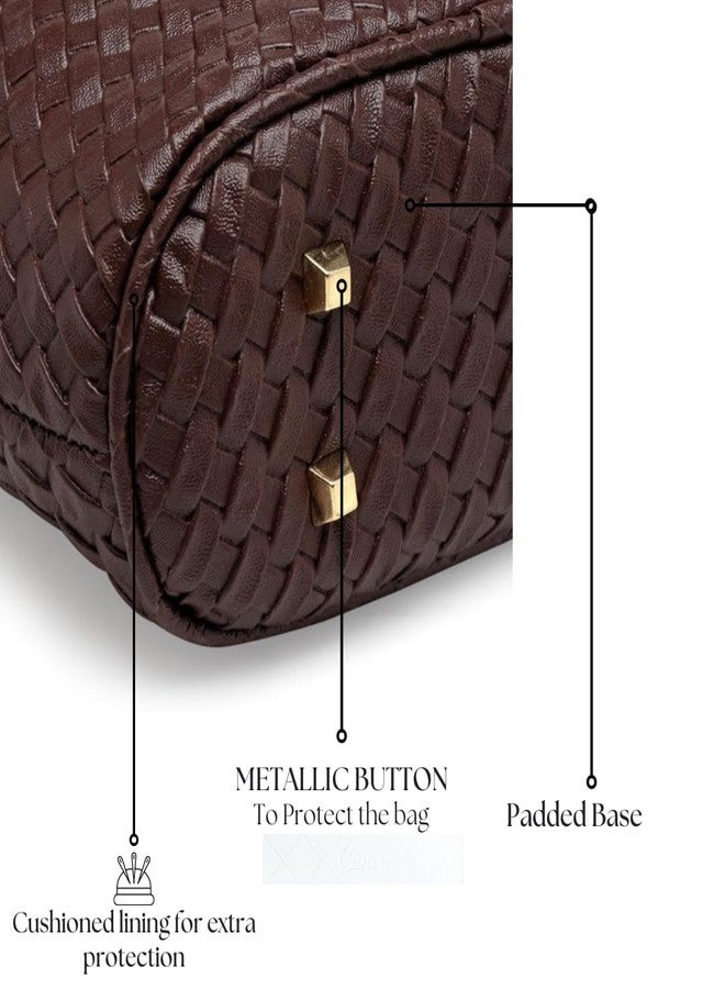 ENSAC woven style comfortable Polyester Handbag for men & women(LUNCHBASKET-CHATAIBROWN-1) - Image 4